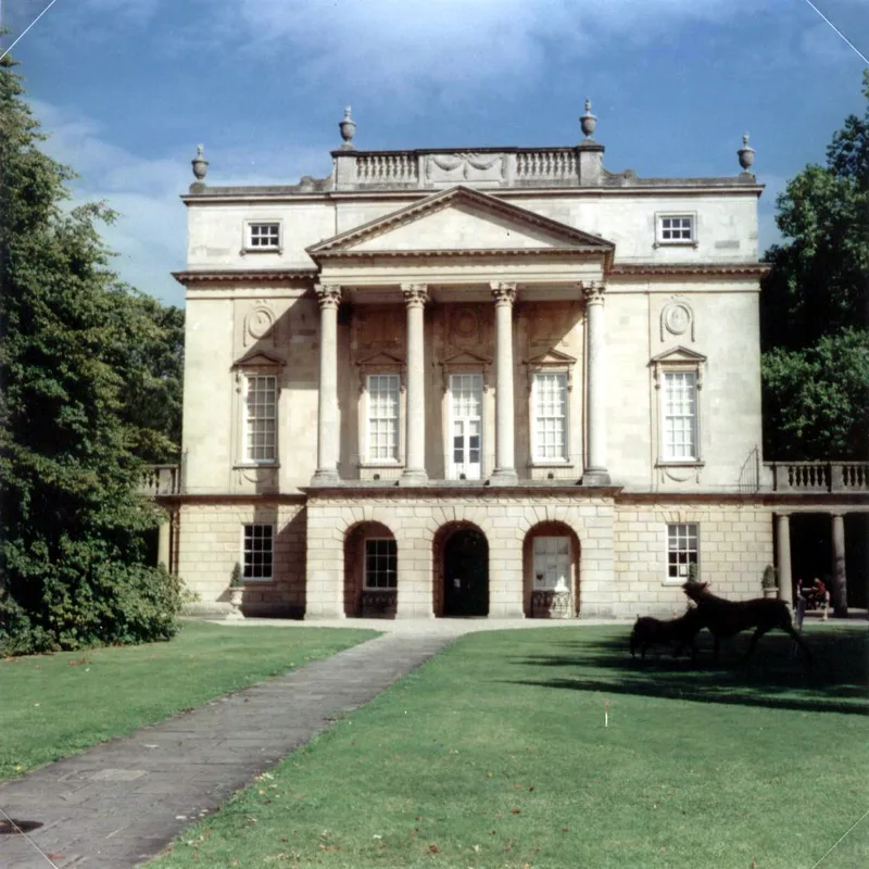 The classical front of the Holburne Museum beyond its lawn