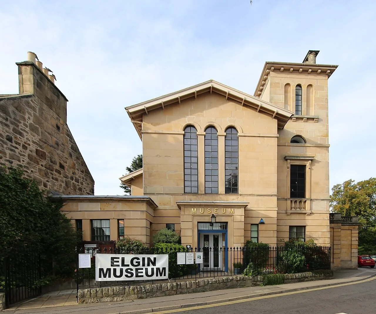 Elgin Museum exterior; current visits use the Side Hall while the main building is closed