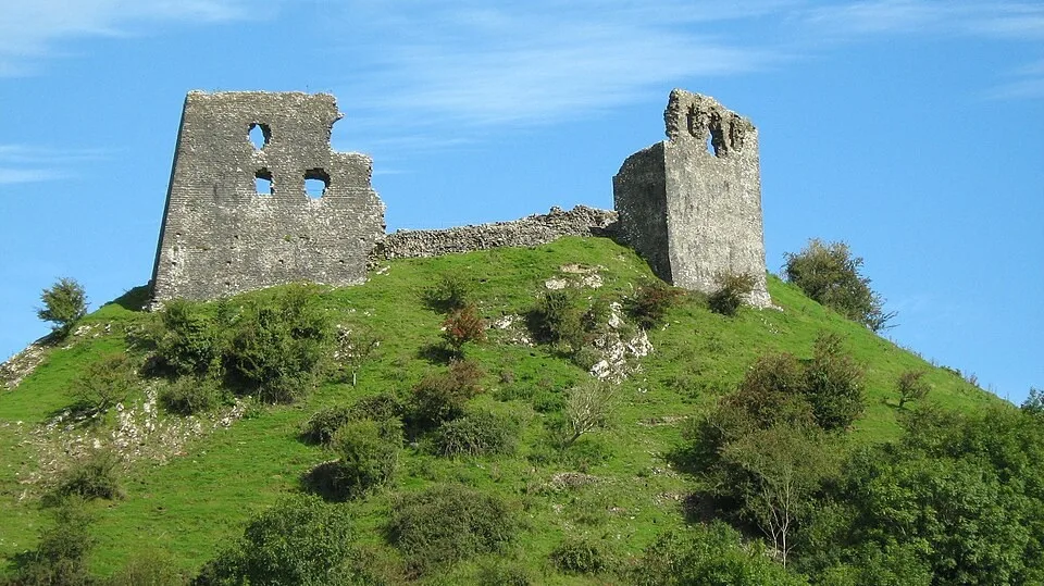 The ruins of Dryslwyn Castle in the Tywi Valley