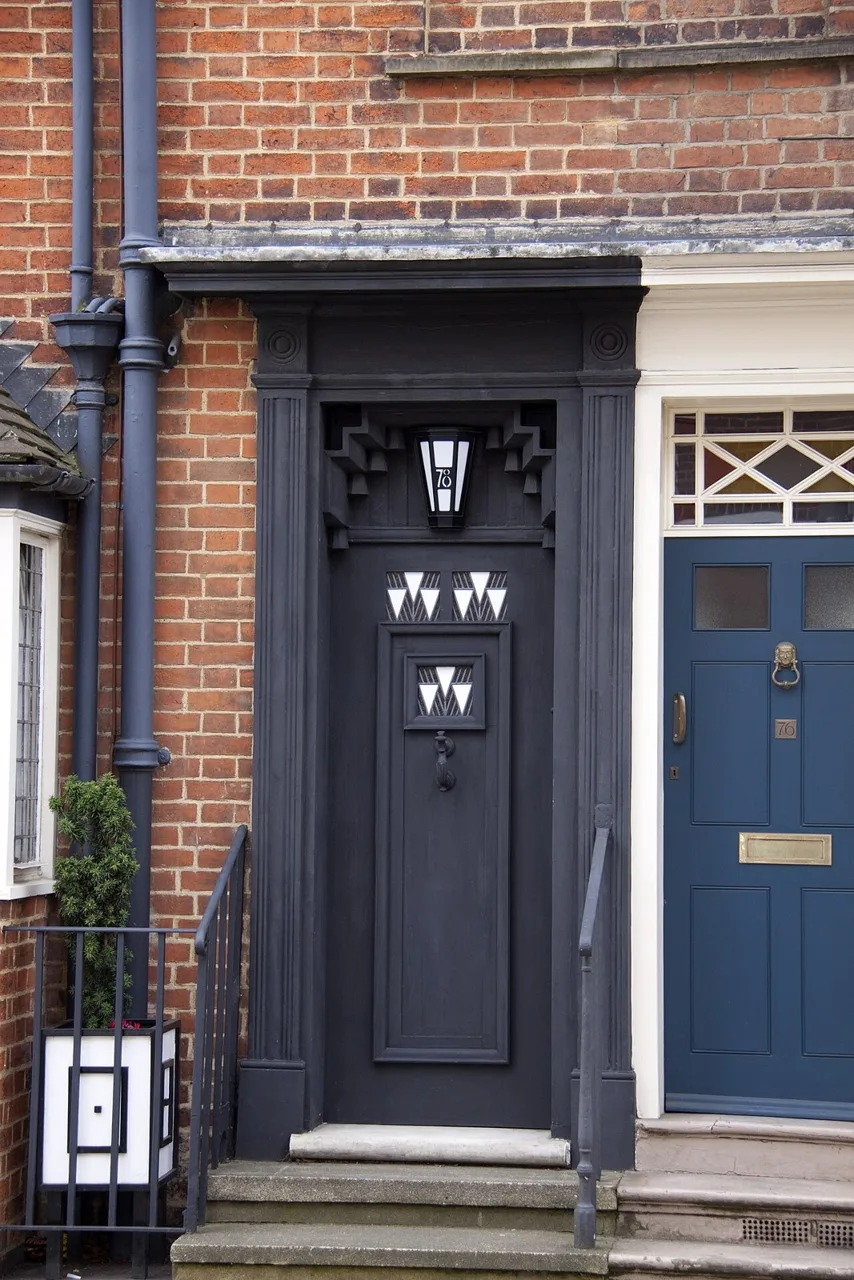 The distinctive front door of 78 Derngate in Northampton