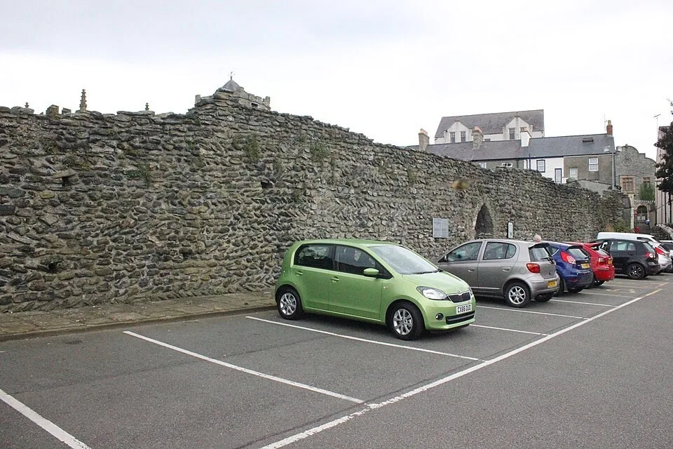 The surviving north wall of Caer Gybi Roman Fort in Holyhead