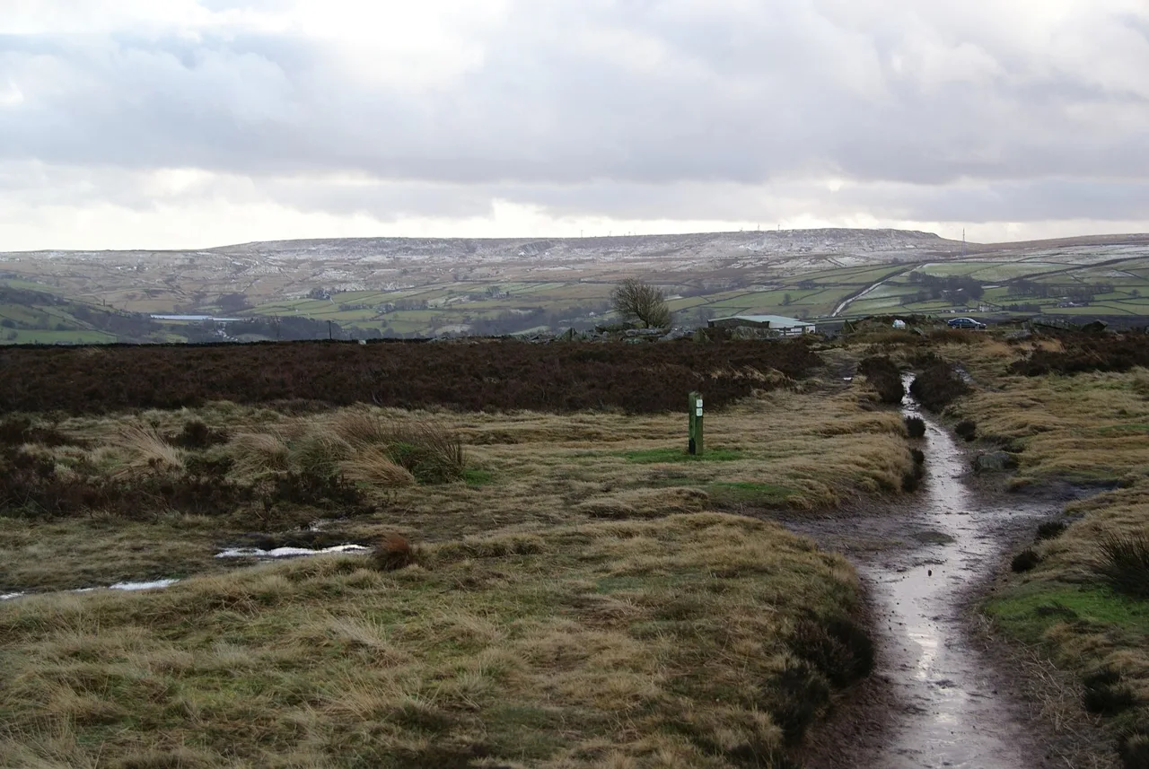 Muddy footpaths across Penistone Hill