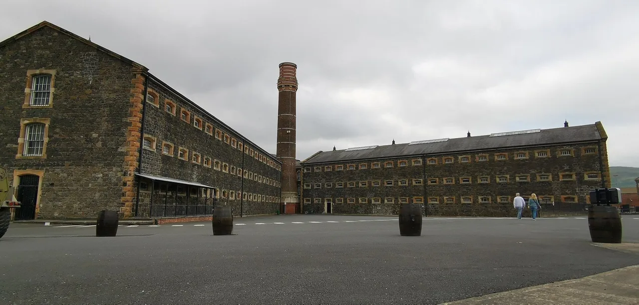 The broad courtyard and prison wings inside Crumlin Road Gaol