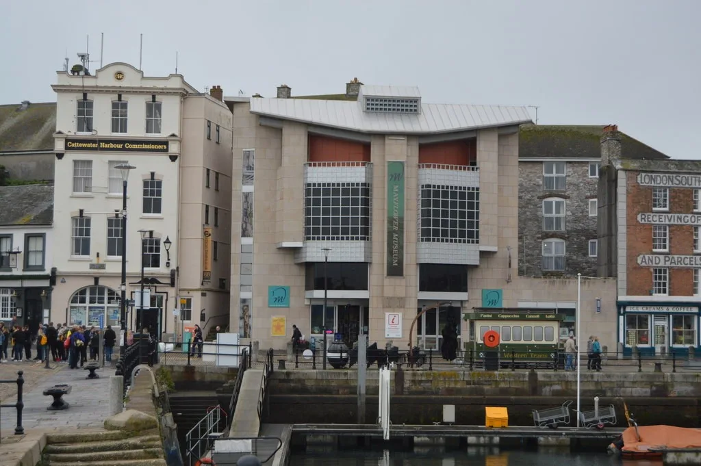 The Mayflower Museum and tourist information building on Plymouth’s Barbican waterfront