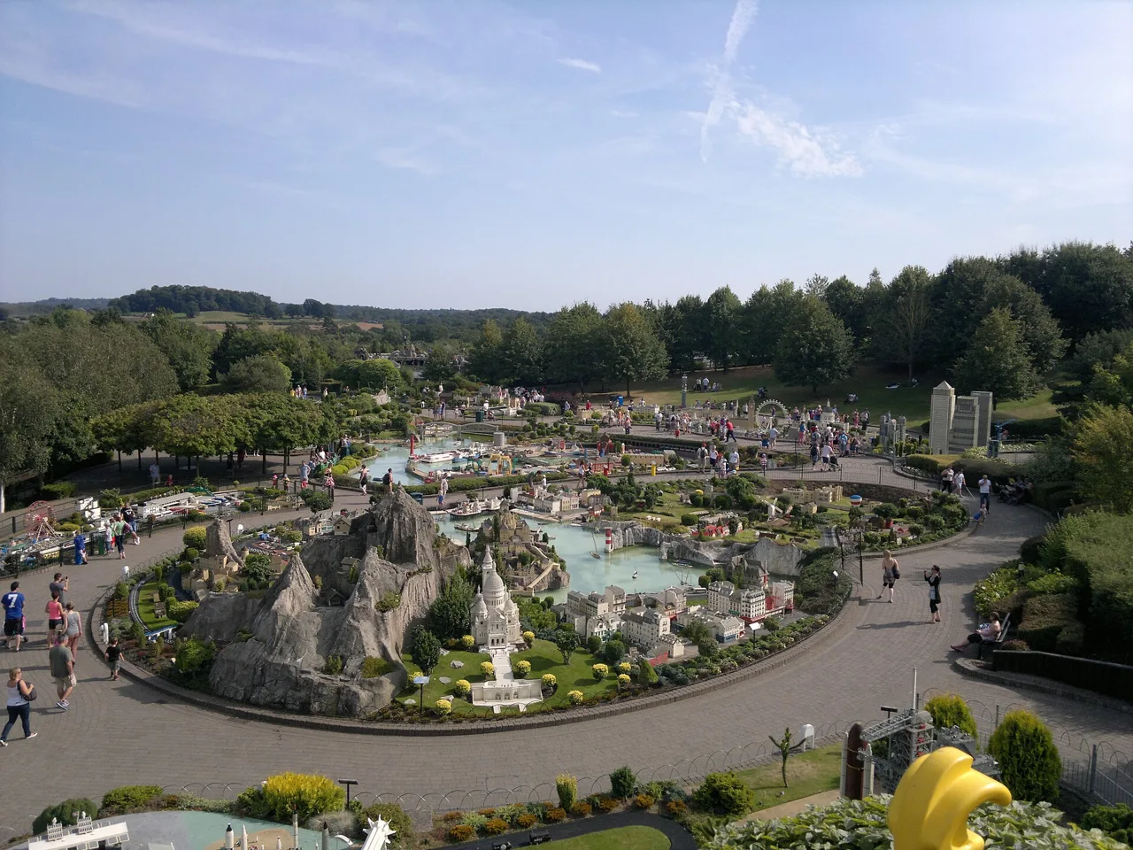 Miniature buildings and paths in Miniland at LEGOLAND Windsor