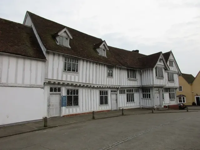 Timber-framed Lavenham Guildhall on Market Place