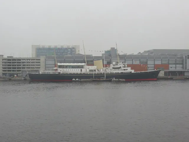 The Royal Yacht Britannia moored at Leith beside Ocean Terminal