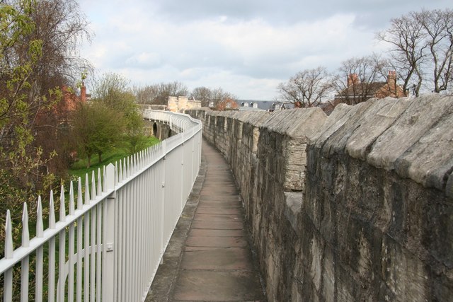 A narrow walkway along York’s stone city walls